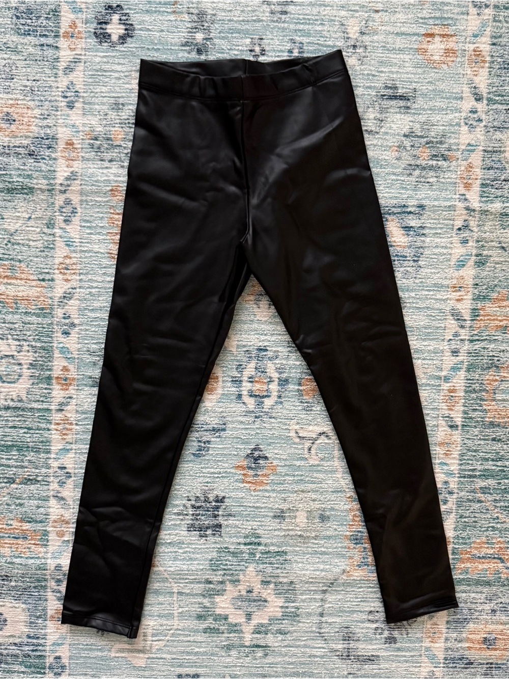 Black Faux Leather Kids Leggings H&M Girls Size 10yrs Like New
